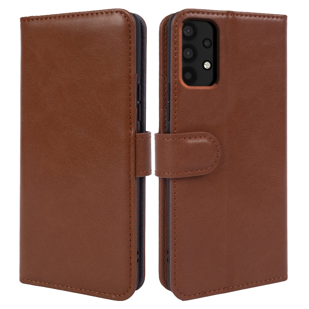 For Samsung Galaxy A32 4G (EU Version) Wallet Phone Case Waxy Texture Genuine Cow Leather Cover with Stand For Samsung Galaxy A32 4G (EU Version) Wallet Phone Case Waxy Texture Genuine Cow Leather Cover with Stand